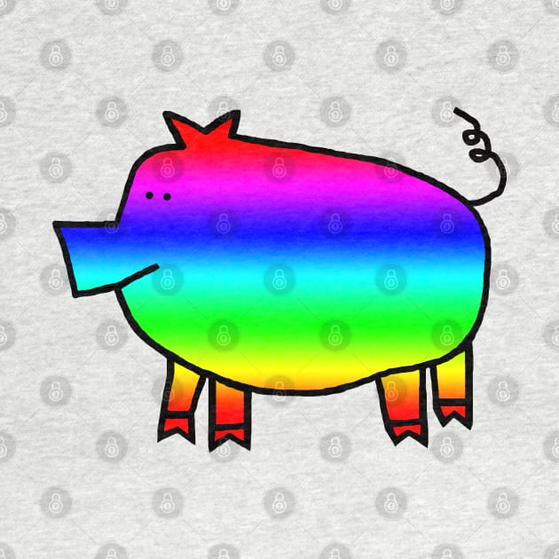 Bright Rainbow Pig for Kids by ellenhenryart